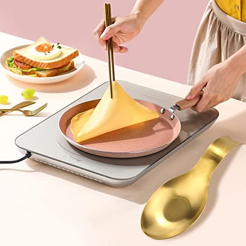 VanlonPro Stainless Steel Spoon Rest, Spatula Ladle Holder, Stainless Steel Utensil Spoon Rest Holder, Brushed Finish, Dishwasher Safe 9.8 x 3.7 Inch (Gold Fish Tail 2PCS)