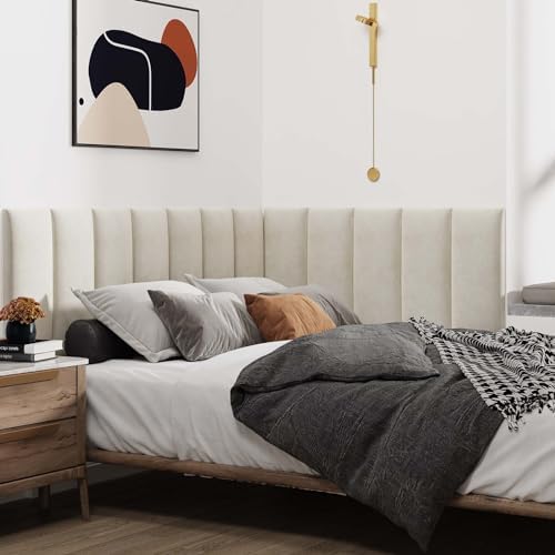 IFNOW Wall Mounted Headboard, Peel and Stick Panels, Lvory White, Queen
