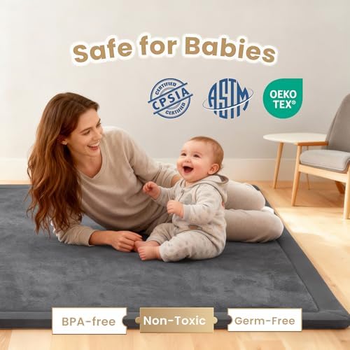 1.3" Thick Baby Play Mat for Floor,71x79 Ultra Soft Elasti-Foam Mat