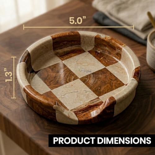 Verona Multi Marble Spoon Rest for Stove Top, Checkered Kitchen Utensil Holder, Coffee Bar Accessory