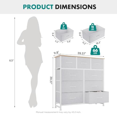 OLIXIS 9 Drawer Tall Dresser for Bedroom, Closet Organizers and Storage