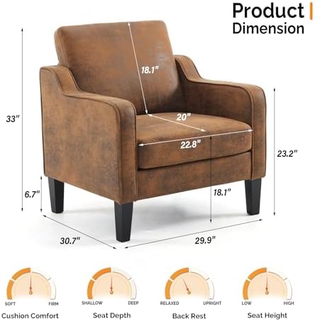 VINGLI Accent Chair Set of 2 Gold Foil Upholstered Armchair, Living Room