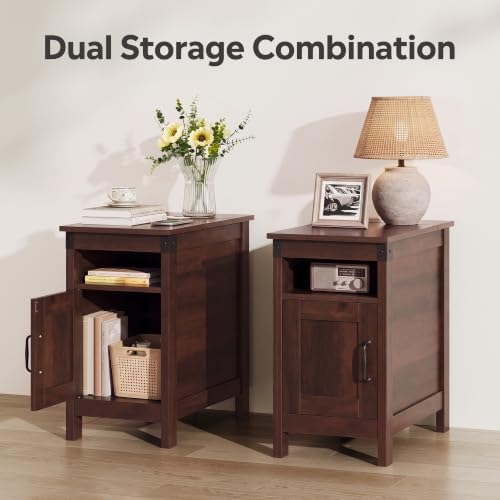 WLIVE End Tables for Living Room & Bedroom w/Charging, Narrow Nightstand