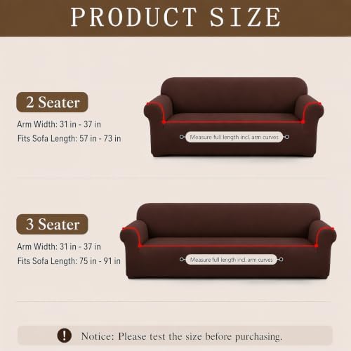 2Pcs Sofa Cover Stretch Soft with Non-Slip Foam and Elastic Bottom