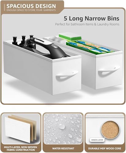 Sorbus 5-Drawer Narrow Dresser for Bedroom (White/Gray)