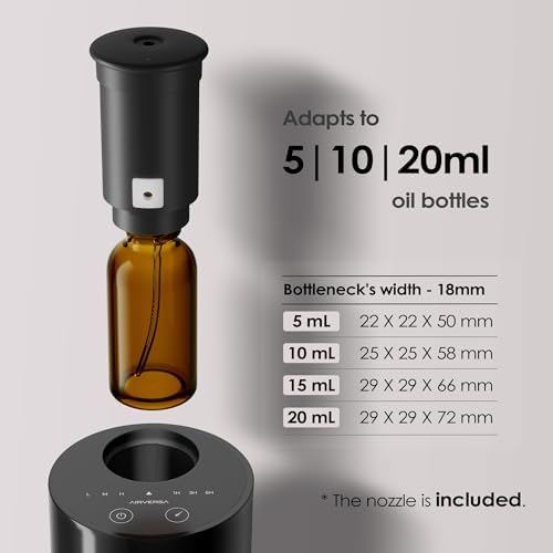 Airversa AN6 Waterless Diffuser for Essential Oil, Black + Extra Nozzle