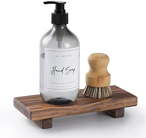 Wood Pedestal Soap Stand, Wood Riser (Antique Walnut)
