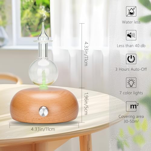 Vintage Aromatherapy Essential Oil Diffuser, Professional 7 Color Pure Aromatherapy Wood Diffuser