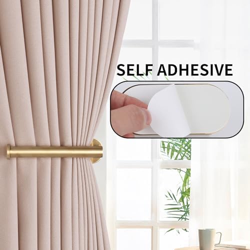 Groleca 2 Pack Adhesive Curtain Holdbacks Curtain Tie Backs, Gold