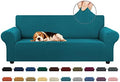 KEKUOU Stretch Couch Covers for Sofa,3 Cushion Couch Slipcover,Peacock Blue