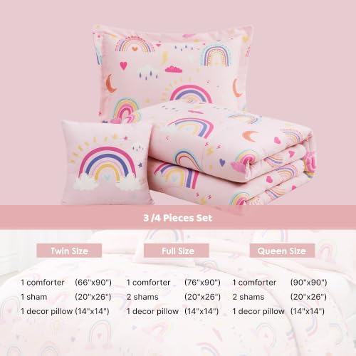 Twin Comforter Set for Girls-3 Pieces Rainbow Glow in the Dark Twin Bedding