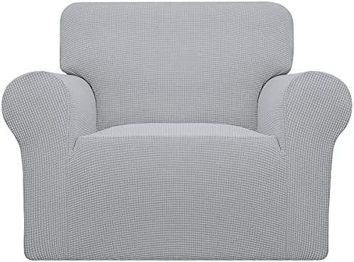 Easy-Going Stretch Chair Slipcover with Arm Washable Silver Gray