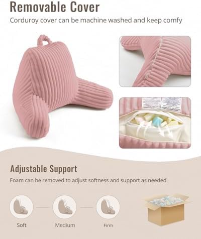 Blissful Diary Reading Pillow for Bed, Backrest Pillow, Plush Pink
