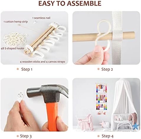 cherrboll Hair Bows Holder Headband Organizer for Girls, Hair Clips Hanger Storage with Hooks, Wall Hanging Decor for Nursery Room