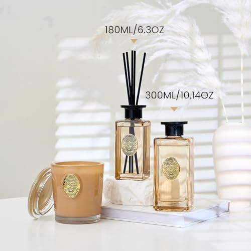 M&SENSE 10.14 oz Large Reed Diffuser Set | Fresh Grapefruit Scent Home Oil Diffuser with Sticks |Hotel Collection Non-Toxic Essential Oil |for Bedroom Bathroom Living Room