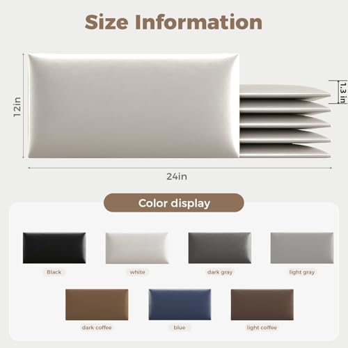 Upholstered Headboard - Bed Backboard, Dark Brown Faux Leather Panels, 24 x 12 Inches Each, 12-Piece Set, Modern Headboard Queen Design, Easy to Assemble, Perfect for Queen Beds