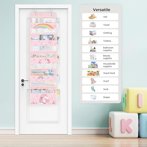 Clastyle Over the Door Organizer Diaper Toy Nursery Hanging Shelf, Unicorn
