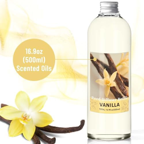 STRN Vanilla Reed Diffuser Oil Refill, Scented Diffuser with Stick 500ML