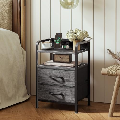Huuger Nightstands Set of 2, Night Stand, Charging Station, USB-C Ports