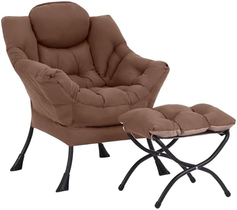 LITA Lazy Chair with Ottoman, Comfy Accent Reading Chair