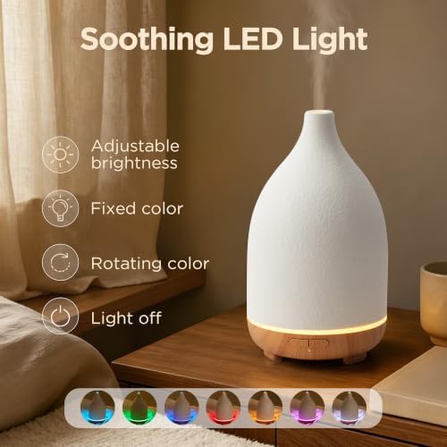 InnoGear 150ml Ceramic Diffuser for Home & 6 Essential Oils Scent Gift Set