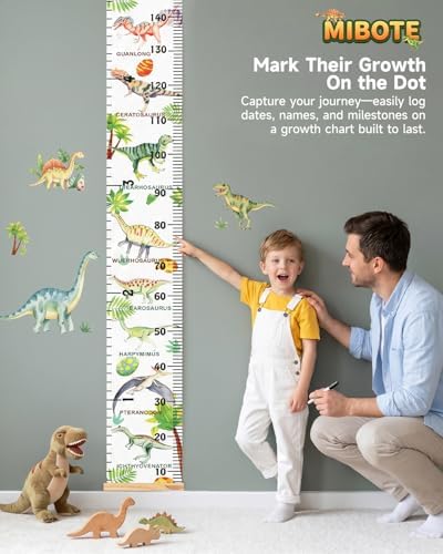 Growth Height Chart for Kids, Removable 79"x7.9" (Various Dinosaurs)