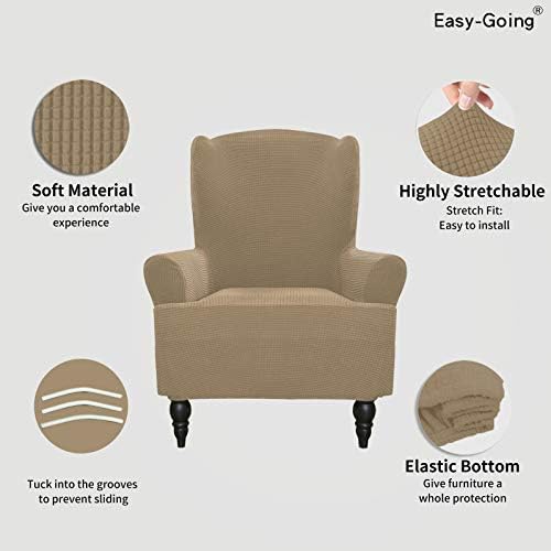 Easy-Going Stretch Wingback Chair Sofa Slipcover Tan