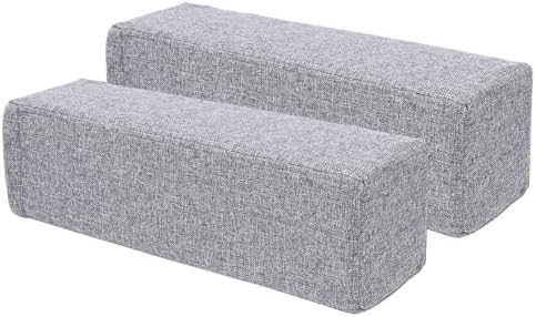 2 Pack Couch Arm Rest Pillow, 6''x6''x20'' Linen Cover, High Density Foam Armrest Cushion, Removable & Washable Elbow Support for Sofa, Bed, and Armchair (Grey)