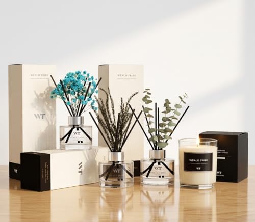 WEALD TRIBE Eucalyptus & Lavender Scent Reed Diffuser for Bathroom Decor
