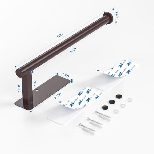 ASTOFLI Paper Towel Holder Under Cabinet No Drilling, Self Adhesive Paper Towel Holder Wall Mount for Kitchen Rack, Under Counter Napin Holder No Drill, RV, 304 Stainless Steel, Oil Rubbed Bronze