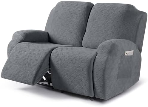 VANSOFY Oversized Stretch Recliner Loveseat Cover, Dark Gray, 2 Seater