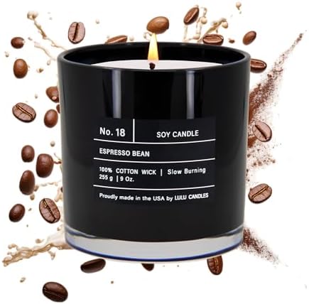 Lulu Candles | Espresso Bean | Luxury Scented Soy Jar Candle | Hand Poured in The USA | Highly Scented & Long Lasting (9 Oz.)