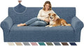 ZNSAYOTX Stretch Couch Cover, 1 Piece Sofa Covers for 3 Cushion Couch, Jacquard Sofa Slipcovers with Elastic Bottom Thickened Furniture Protector for Dog Cat Pet (Large, Dark Grey)