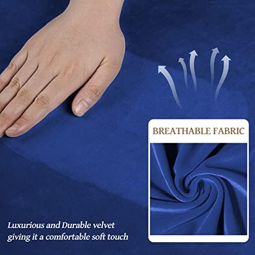 WEERRW Velvet Stretch 3 Pieces Couch Cover for Sofa Washable, Royal Blue