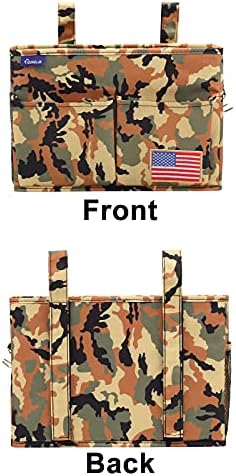Surblue Bedside Caddy Hanging Organizer Storage Bag Pocket for Bunk, Hospital Beds, College Dorm Rooms, Baby Bed Rails, Wheelchair Side Bag, Camp Chairs, 4 Pockets and 2 Hooks (Small Desert)