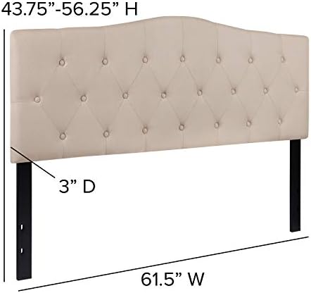 Flash Furniture Cambridge Tufted Upholstered Queen Size Headboard in Beige Fabric