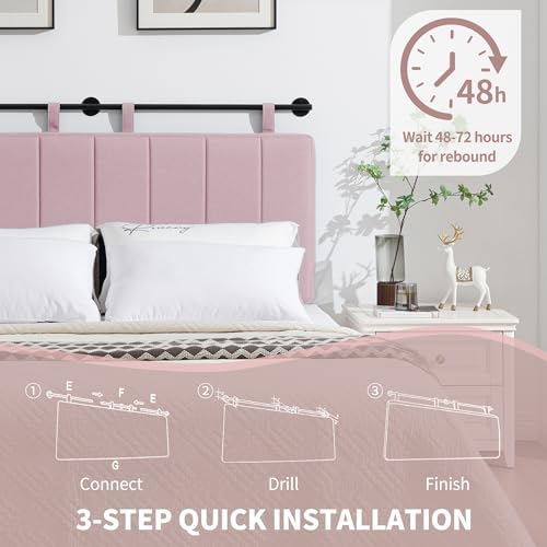 UEV King Headboard Only, Wall Mounted Hanging Upholstered Bed Head Board