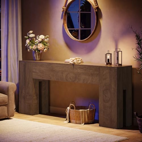 Tribesigns 71-Inch Long Console Table for Entryway, Farmhouse Sofa Console Behind Couch, Entry Table for Hallway, Foyer, Living Room, Oak