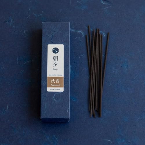 Asayu Japan Agarwood Incense Sticks, Low Smoke Japanese Incense, 20g