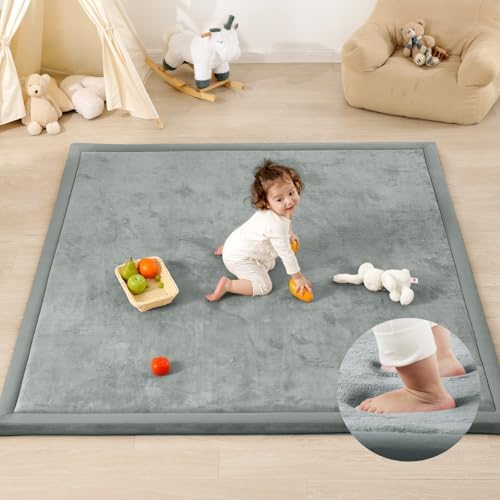 1.3" Thick Baby Play Mat for Floor,79x118 Large Memory Foam Tummy Time Mat