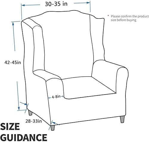 MAXIJIN Wingback Chair Covers 1-Piece Stretch Wing Chair Covers Soft Thick Wingback Armchair Slipcover Non-Slip High Back Chair Furniture Protector Washable (Wing Chair, Navy Blue)