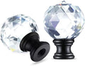 Mudder 2 Pcs Crystal Lamp Finial Diamond Knob 1-3/4 Inches,Black Base