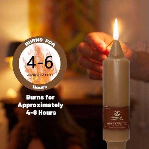 NJAO HOO Brown Short Taper Candle 5 Inch Fall Candlesticks Unscented Dripless Tapered Candle Set for Home Fall Decorations Wedding Party Dinner Candles, 4 Pack