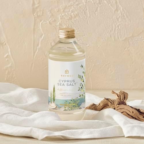 Thymes Reed Diffuser Oil Refill – Fragrance Oil for Diffuser Refill – Flameless Home Fragrance Products – Home Luxury Scents with Notes of Rosemary, Sage, & Amalfi Lemon (Cyprus Sea Salt, 7.75 fl oz)
