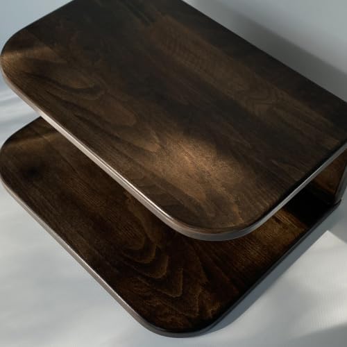 Floating Nightstand Wooden, Solid Alder Wood Bedside Table, Wall Mounted Shelf with LED Option, Slim Side Table with Open Storage, Varnish Finish (Walnut, Without LED, 16.0, Inches)
