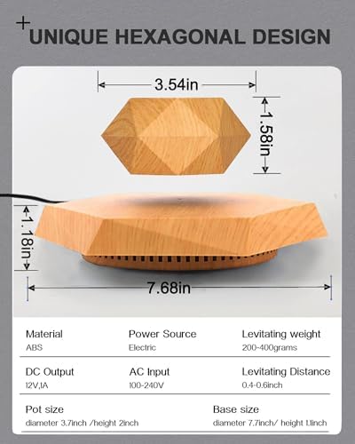 Levitating Plant Pot, Floating Plant Pot for Air Bonsai Planter, Magnetic Levitating Flower Pot Planter for Office Home Decoration, Ideal Home Gift for Valentine's Day Mother's Day Birthday (Wooden)