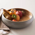 Fruit Bowl for Kitchen Counter – Handmade Spun Bamboo, Large 11.75" Fruit Basket, Eco-Friendly Decorative Serving Bowl for Home Decor, Produce Storage & Centerpiece (Gray)