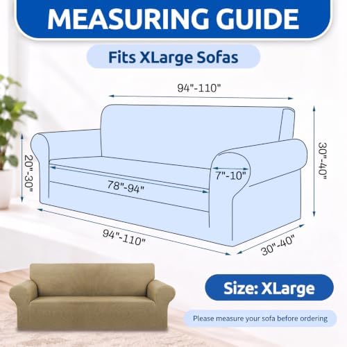 KEKUOU Stretch Oversized Couch Covers for Sofa Slipcover,Tan
