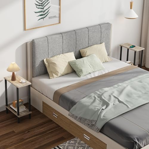 TUTOTAK Narrow Side Table Set of 2, Small End Table for Couch