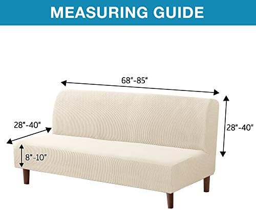 Flamingo P Stretch Armless Futon Covers - Full Queen Futon Couch Covers Slipcover - Soft Thick Jacquard, Biscotti Beige